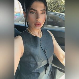 H&M linen black vest size M